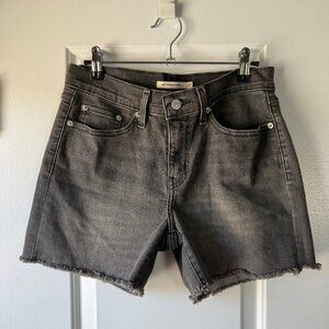 Levi Black Cutoff Mid Length Faded Jean Shorts Size 27